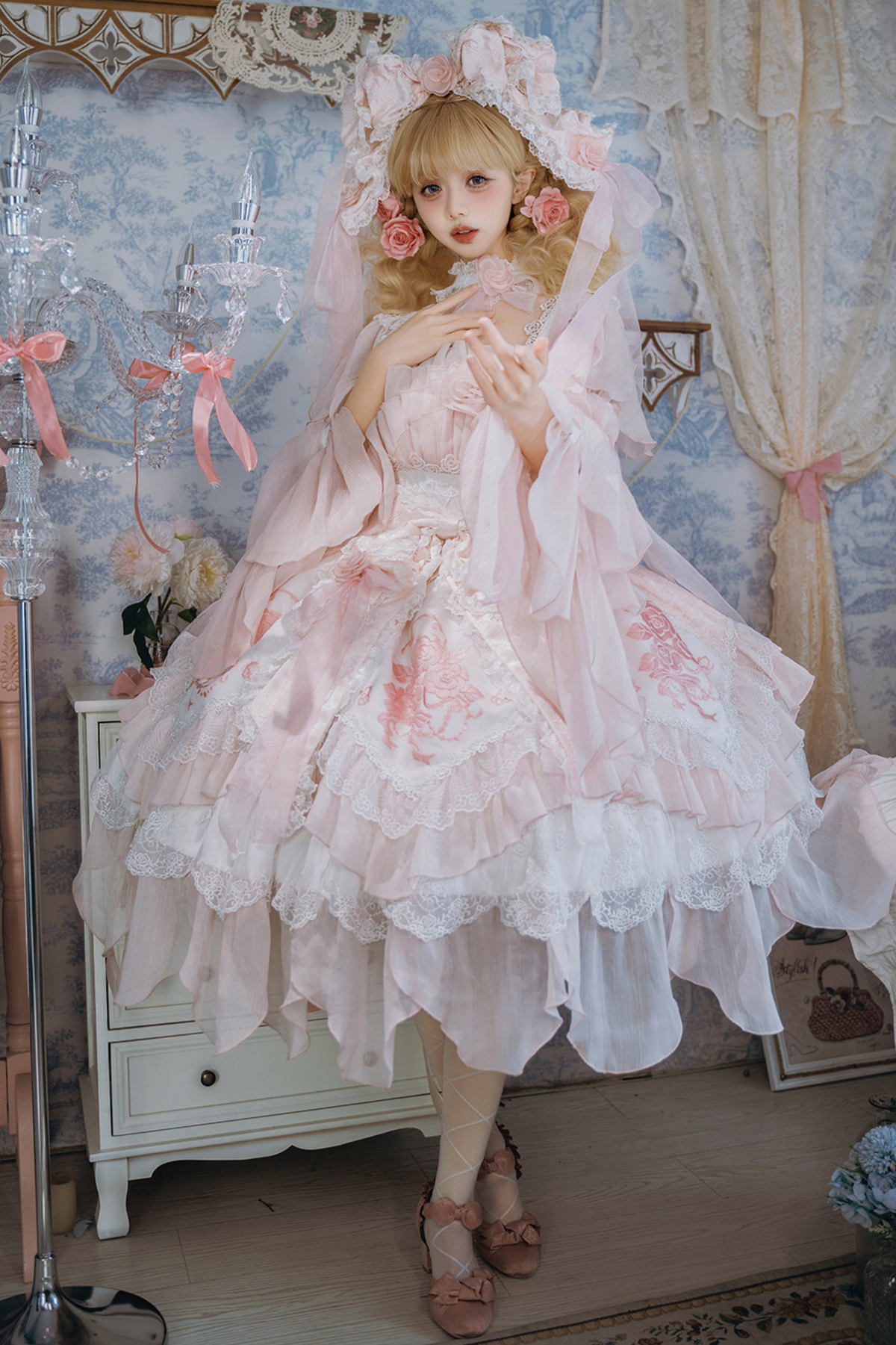 Fairy Princess Lolita Jumper Skirt + Hair Accessories + Sleeves