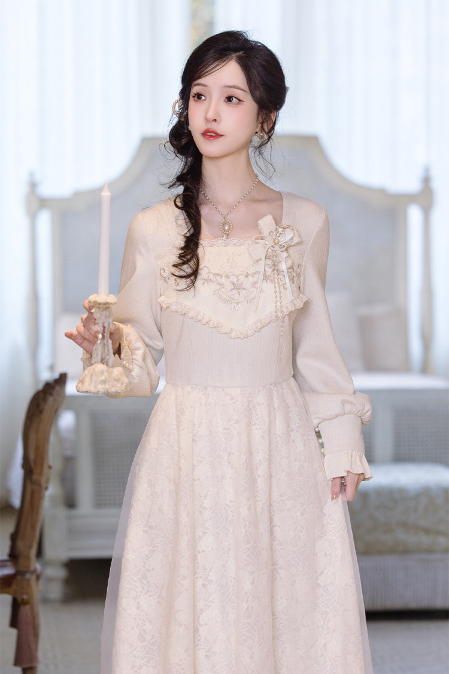 Pure White Square Neck Dress