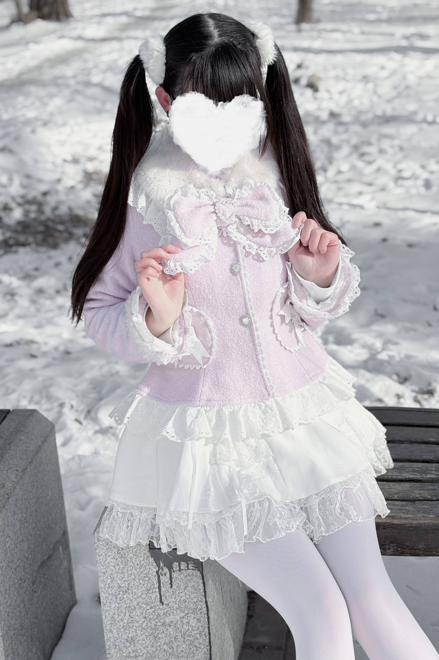 Lace Ribbon Slim Sweet Coat