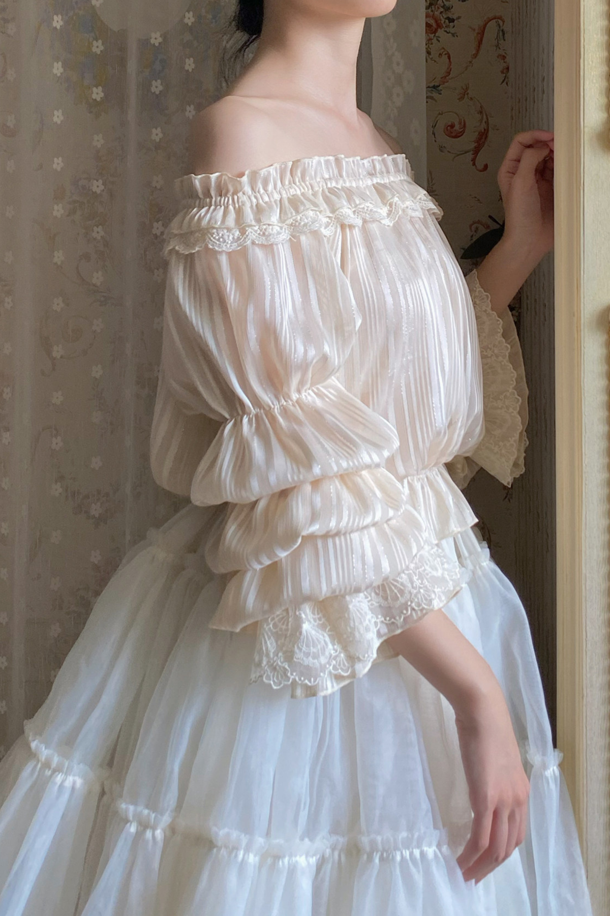 Chiffon Off-Shoulder Sheer Top