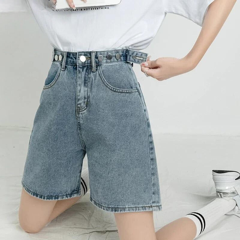 Adjustable Waist Denim Shorts