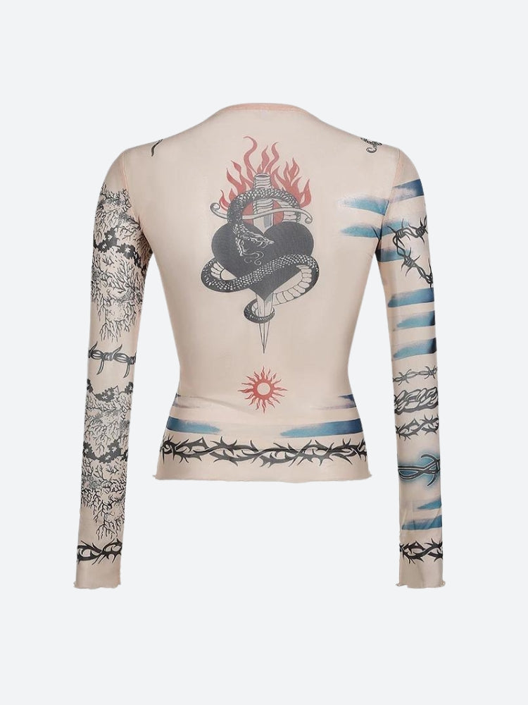 Baddie Mesh Tattoo Top