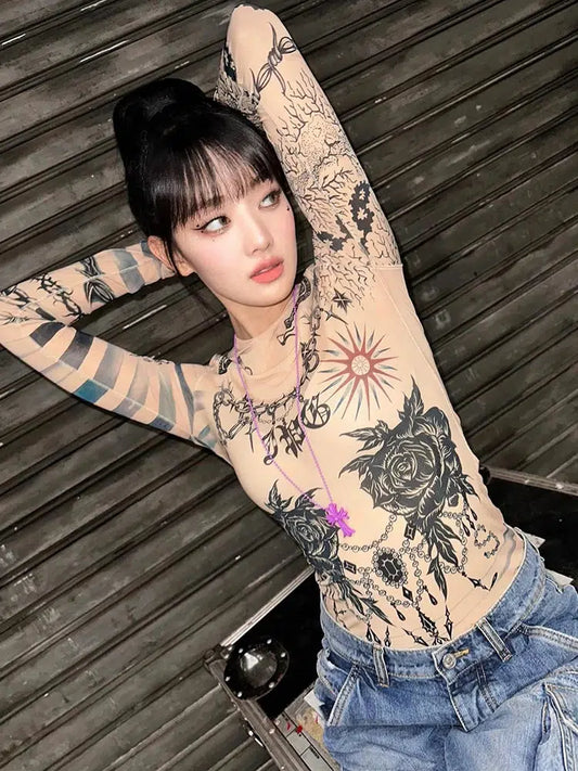 Baddie Mesh Tattoo Top