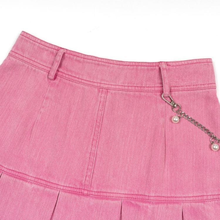 Barbie Pleated Denim Mini Skirt