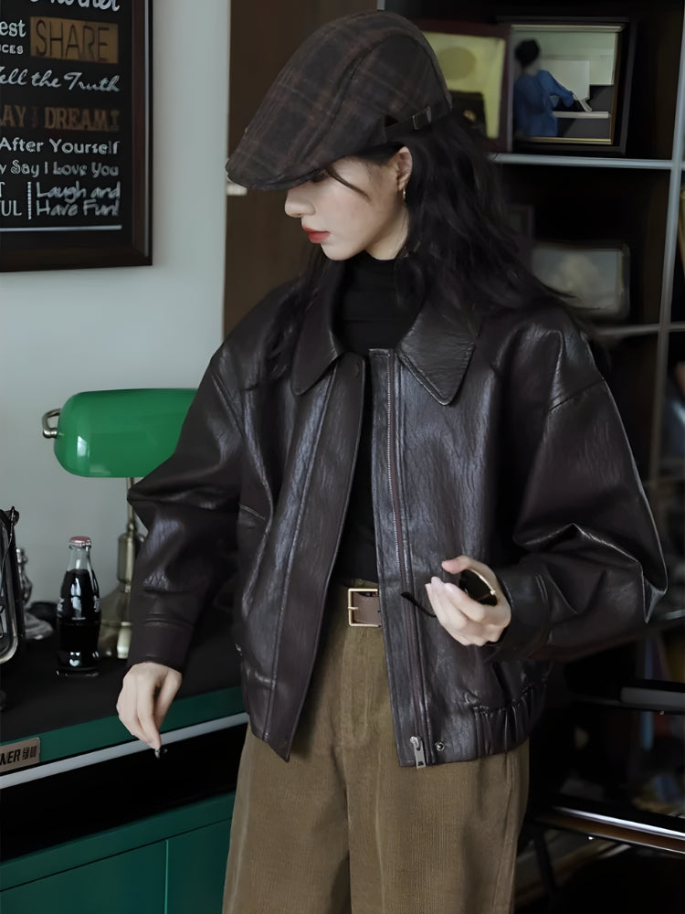 Faux Brown Leather Jacket