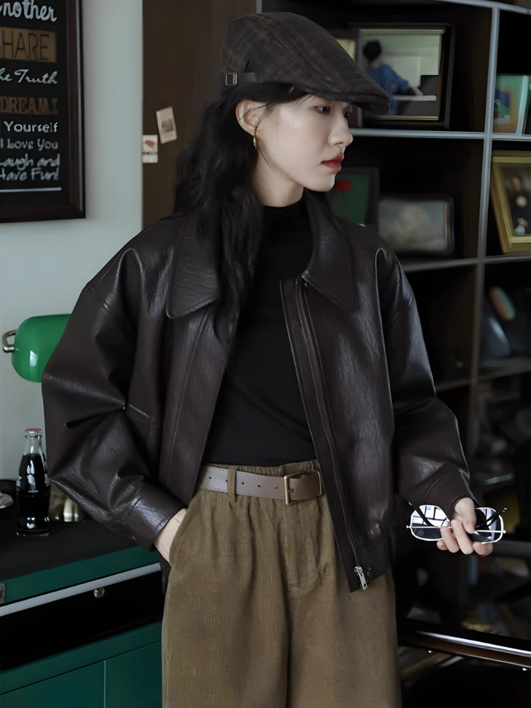 Faux Brown Leather Jacket