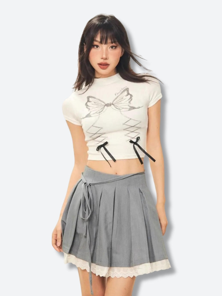 Butterfly White Crop Top White