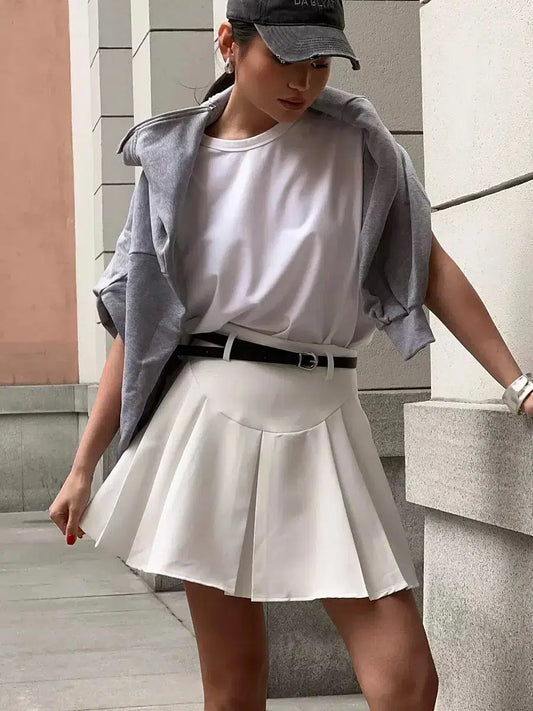 Casualcore Pleated Mini Skirt White