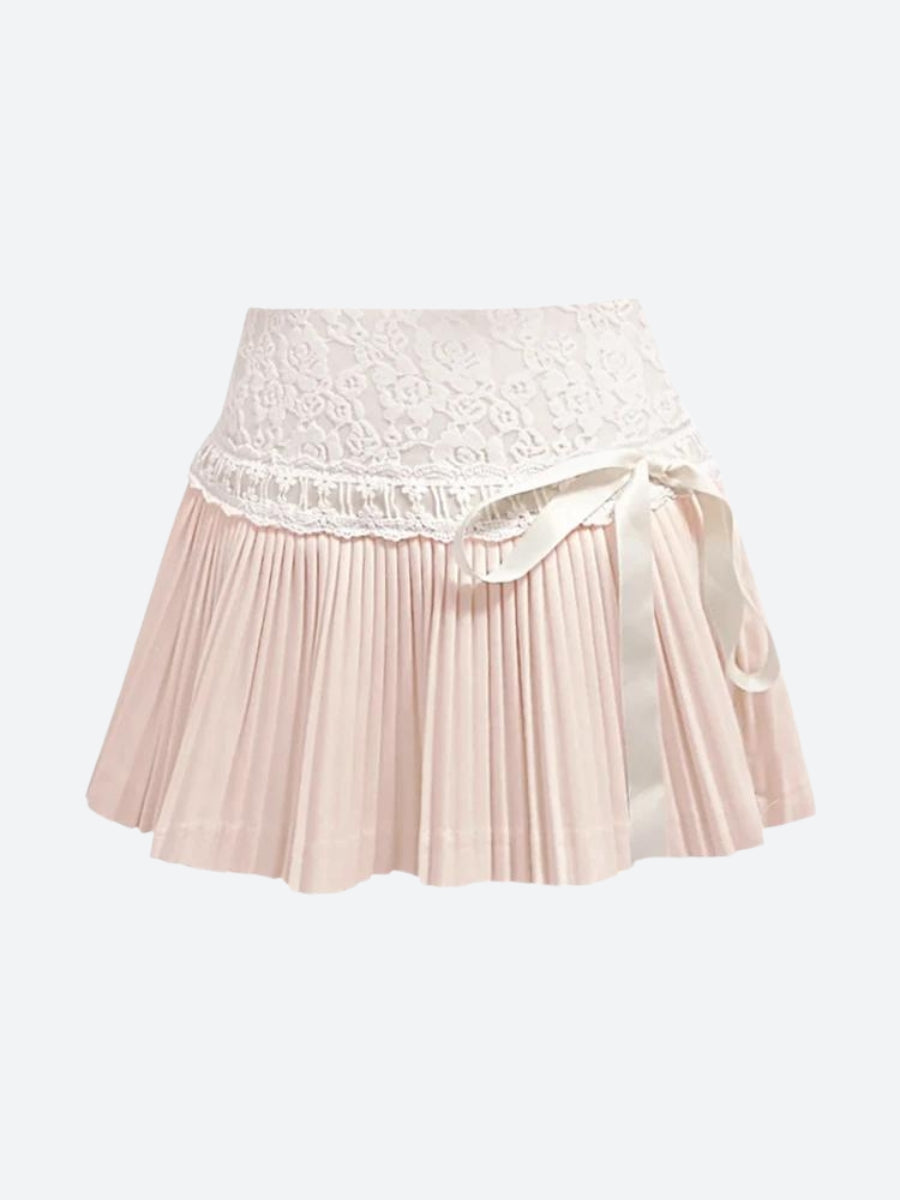 Coquette Lace Pleated Mini Skirt