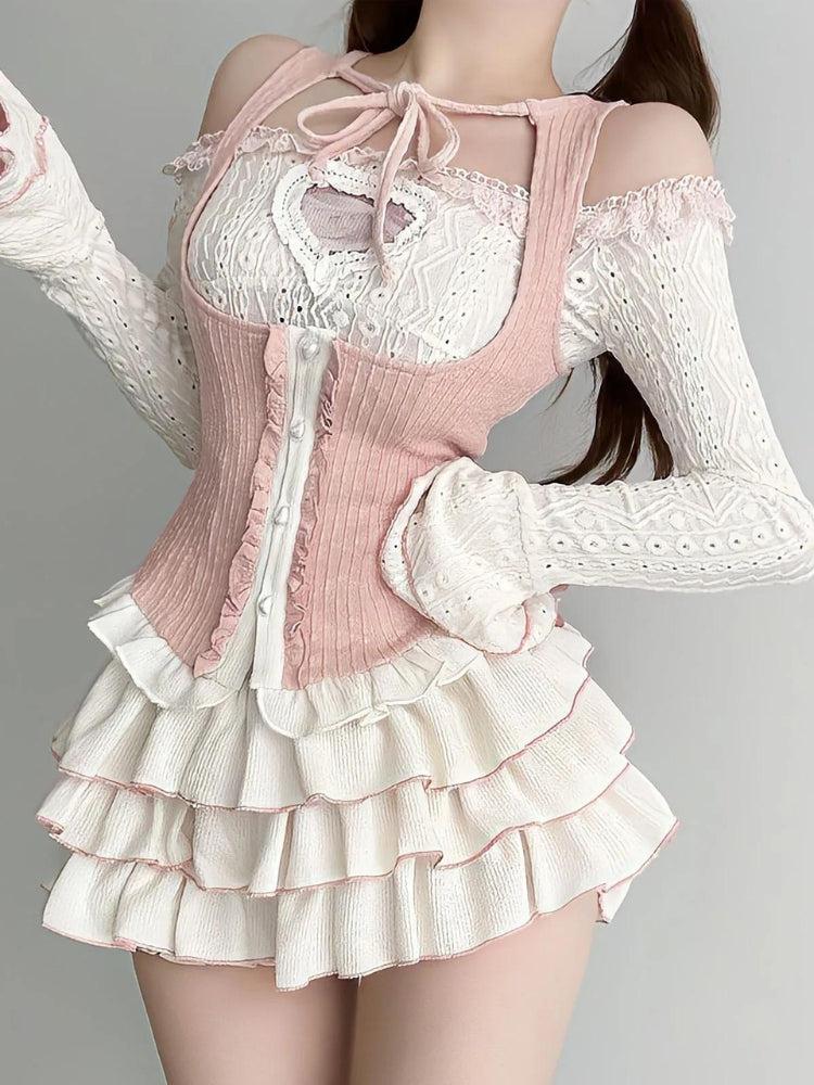 Coquette Top & Mini Skirt Two Piece Coord