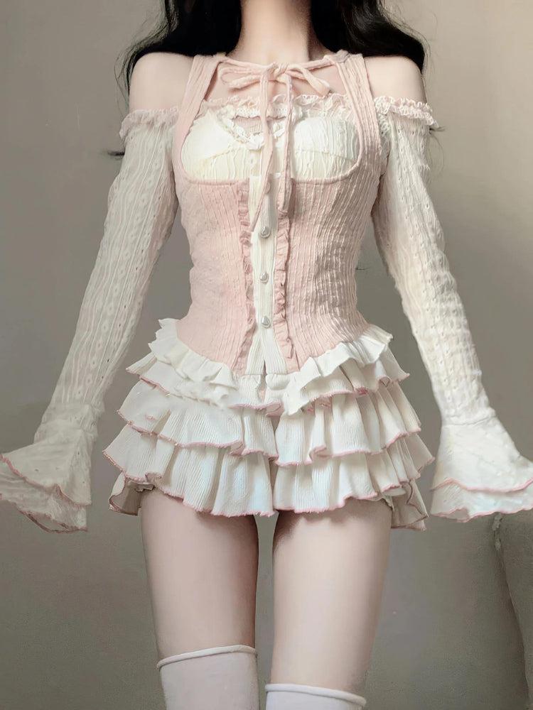 Coquette Top & Mini Skirt Two Piece Coord