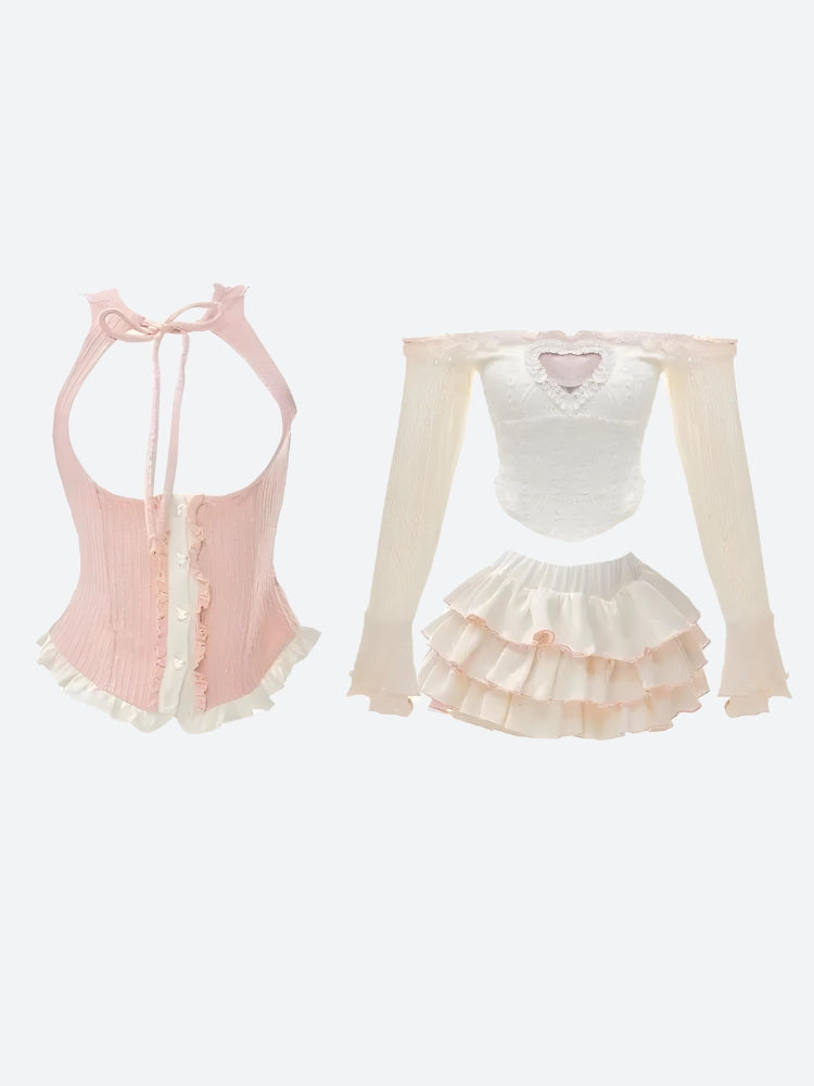 Coquette Top & Mini Skirt Two Piece Coord