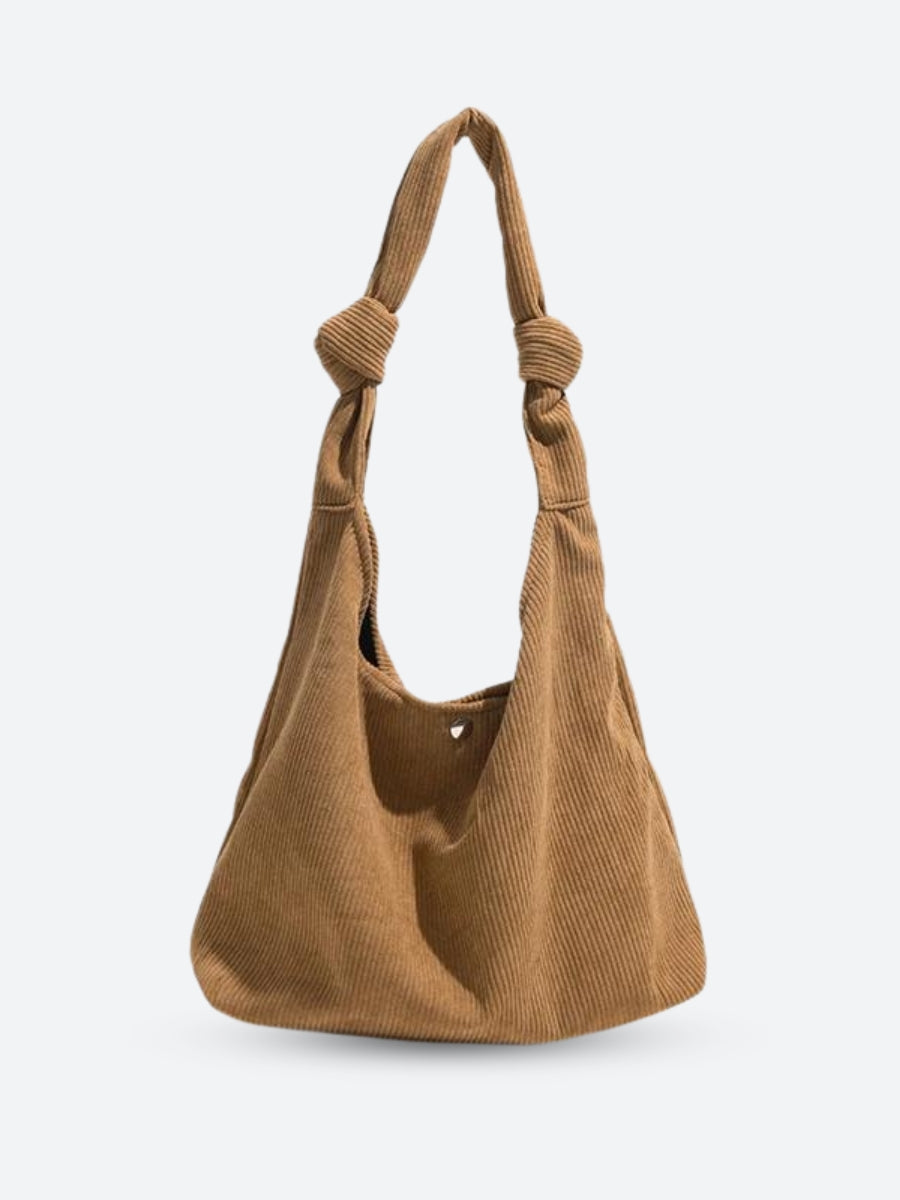 Corduroy Hobo Shoulder Bag Brown