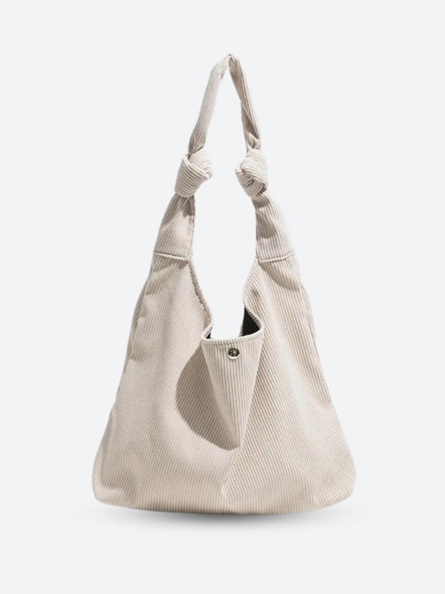 Corduroy Hobo Shoulder Bag Beige