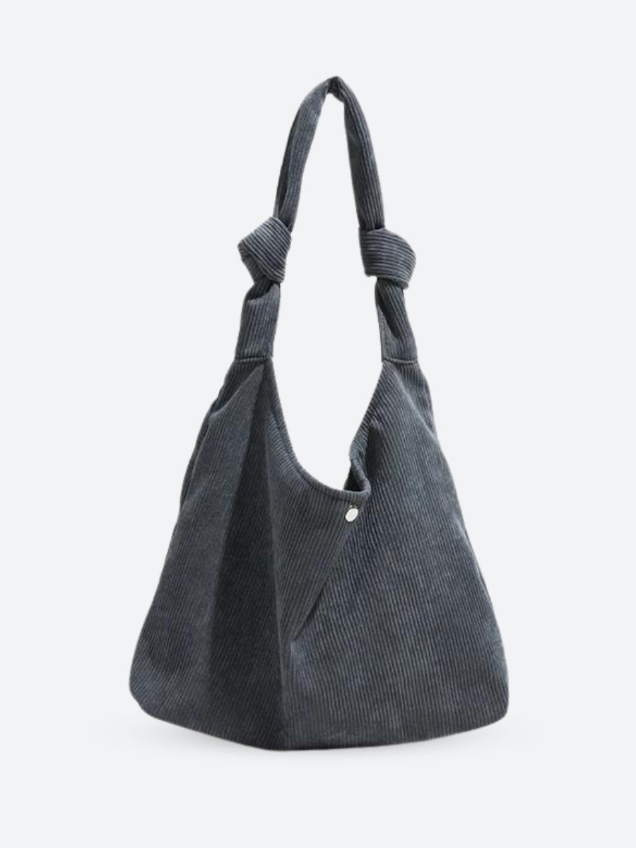 Corduroy Hobo Shoulder Bag Gray