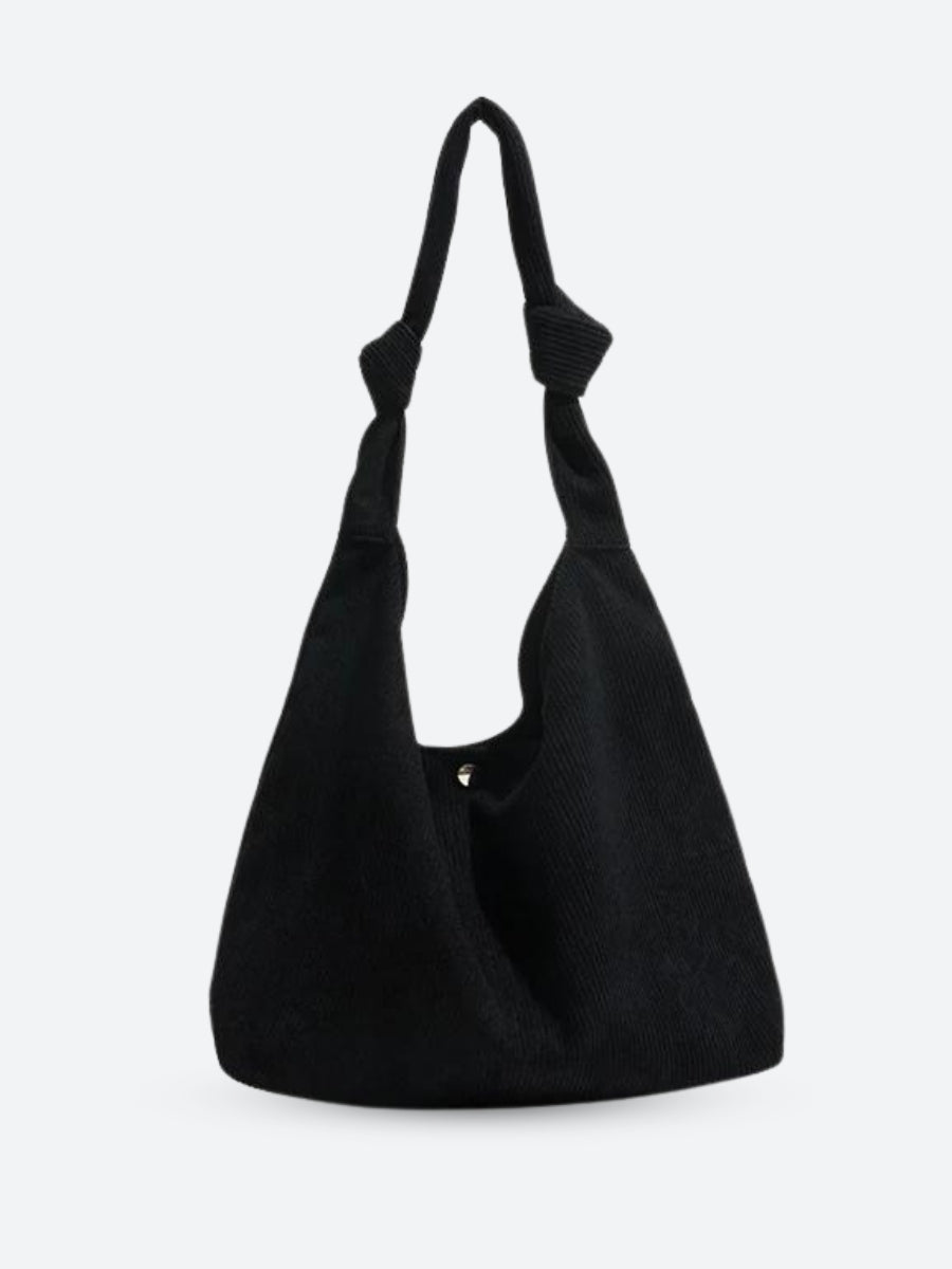 Corduroy Hobo Shoulder Bag Black