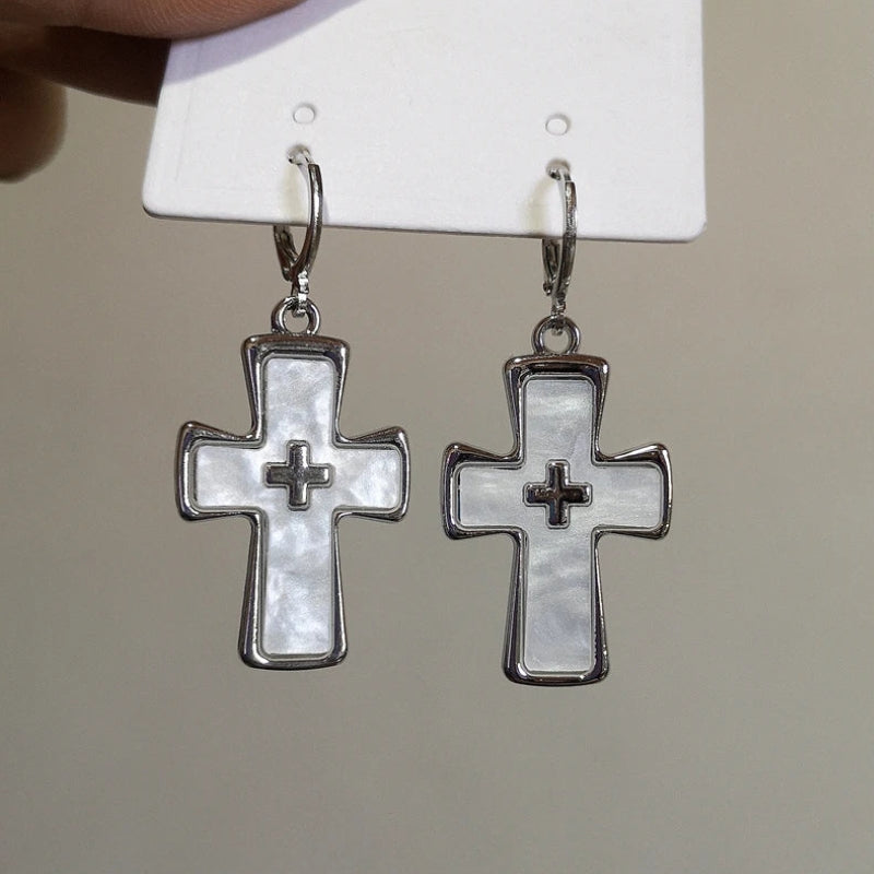 Cross Earrings Light Blue