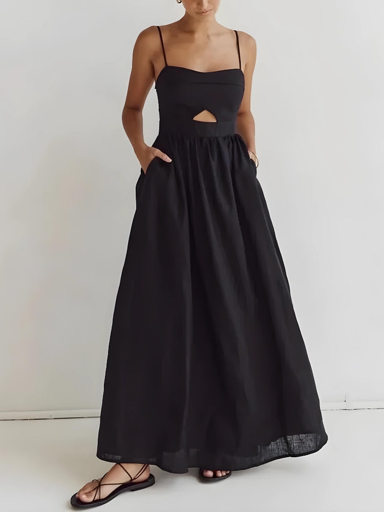 Cut Out Slit Maxi Dress Black