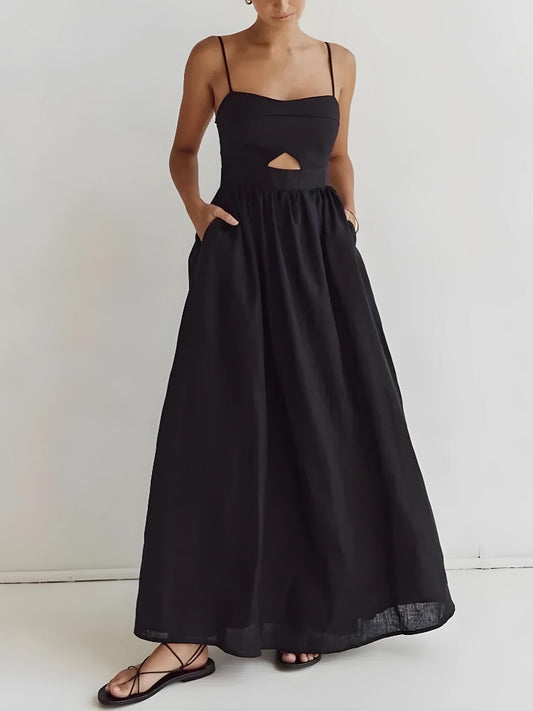Cut Out Slit Maxi Dress Black