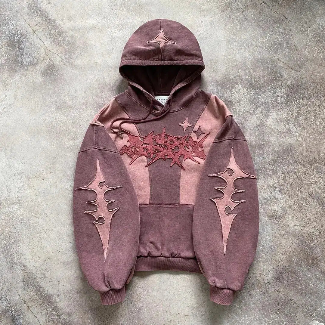 Cyberpunk Futuristic Patch Hoodie Pink