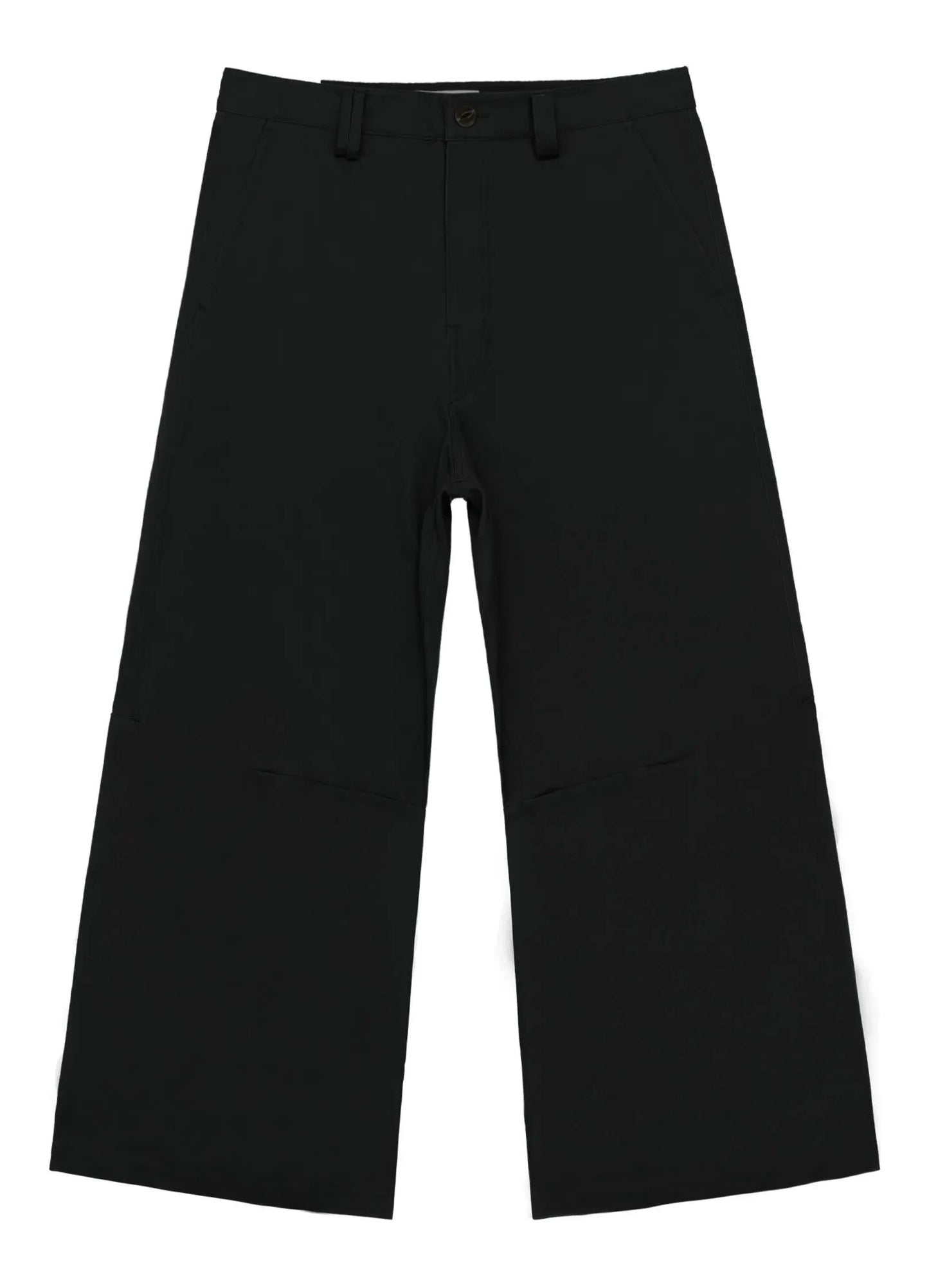 Wide-Leg Cotton Trousers With Darted Knees