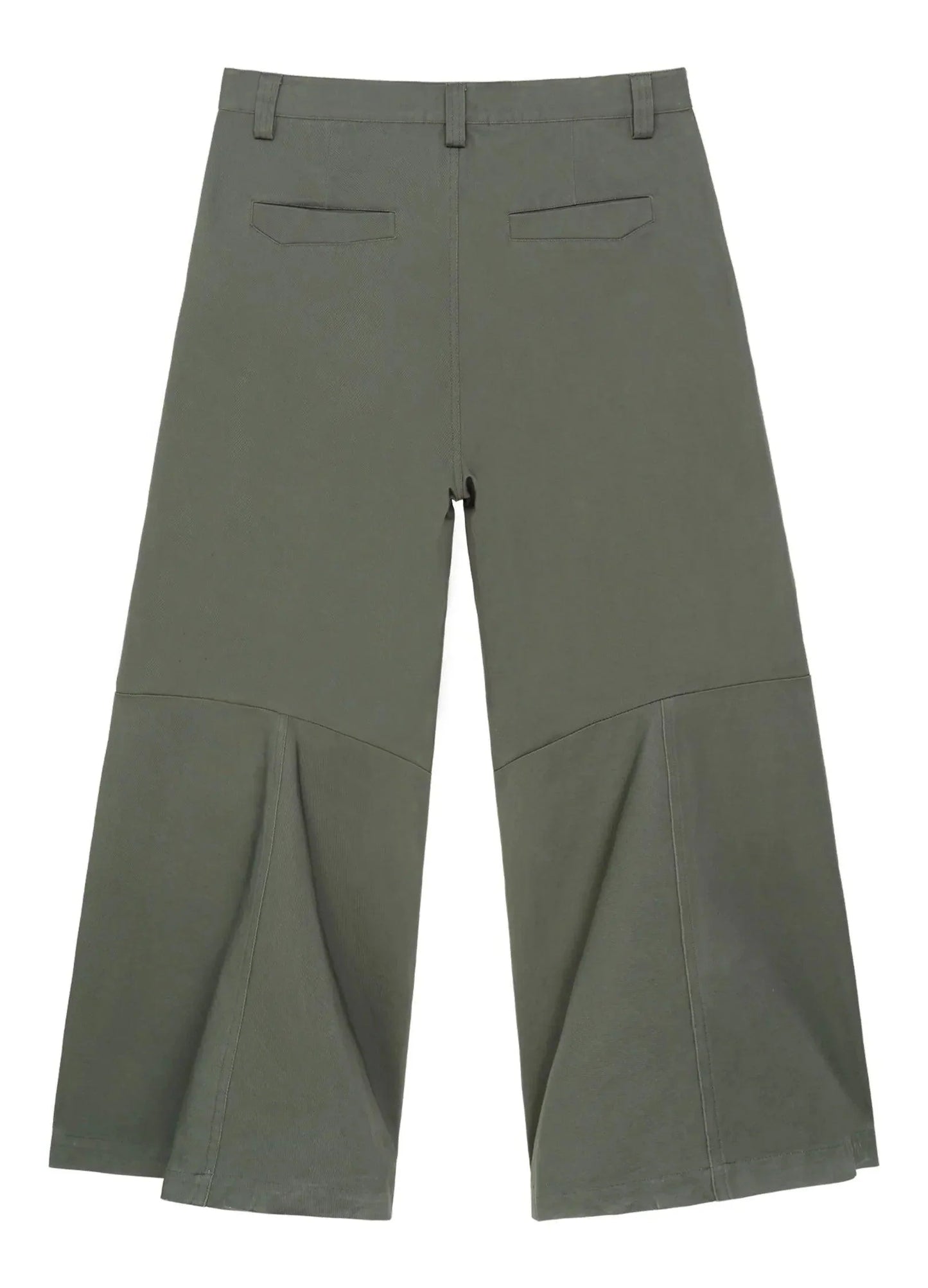 Wide-Leg Cotton Trousers With Darted Knees