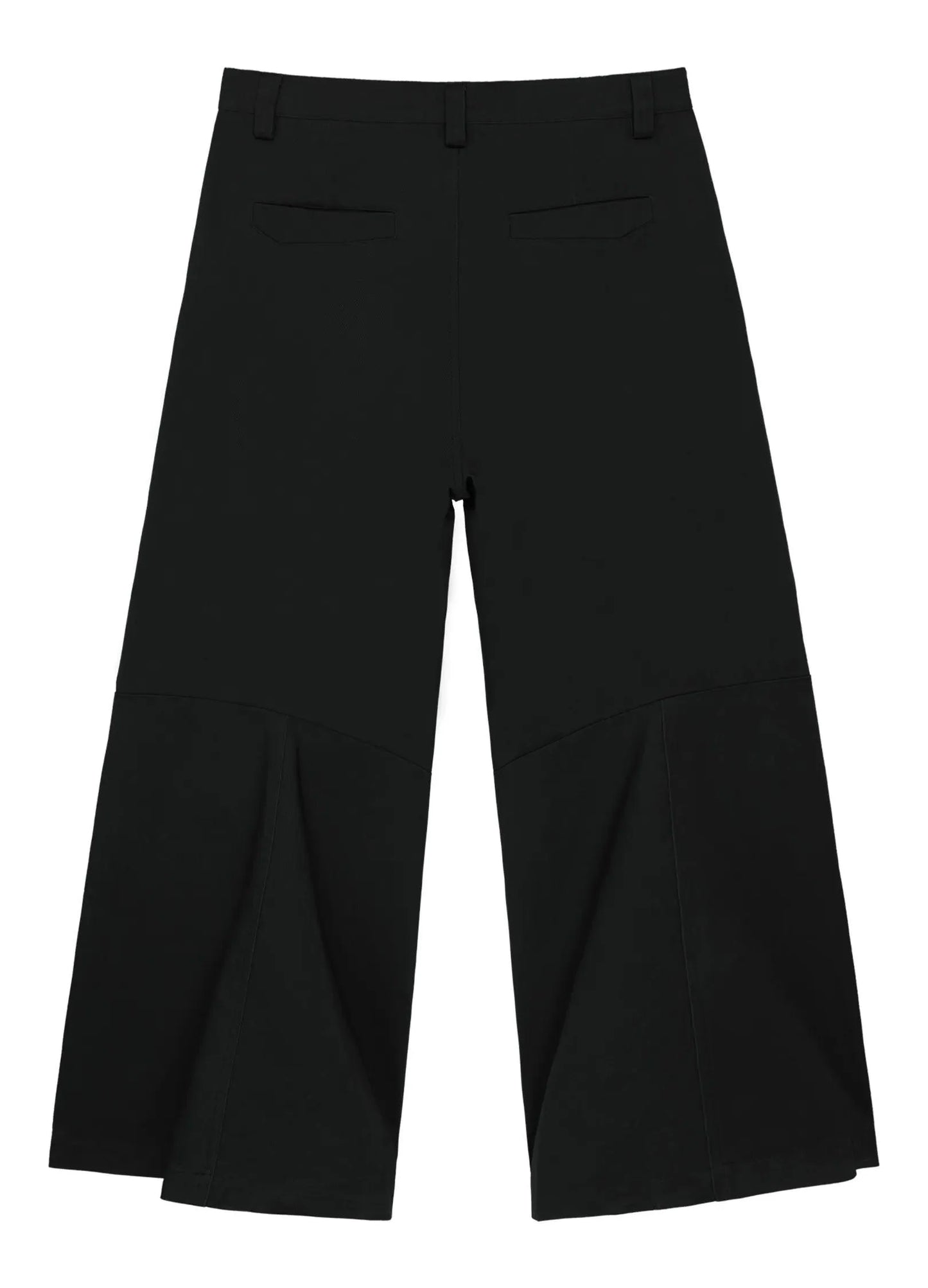 Wide-Leg Cotton Trousers With Darted Knees