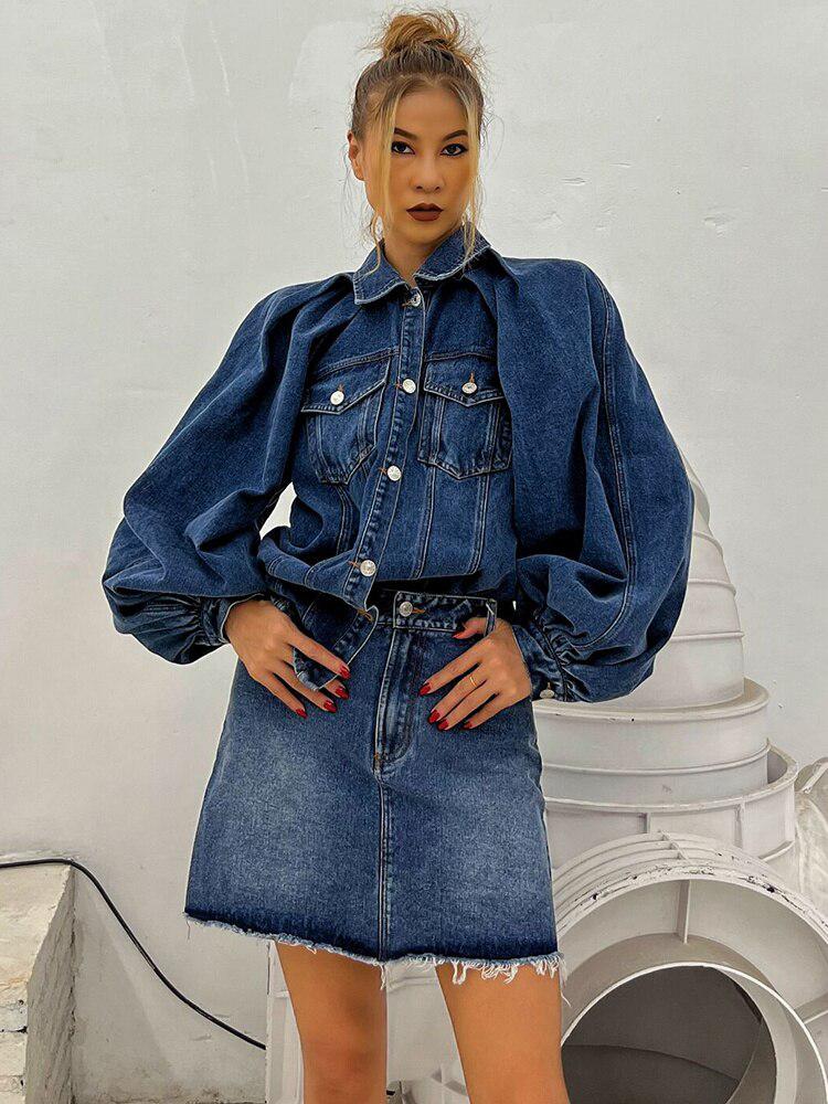 Denim Jacket & Skirt Two Piece Set