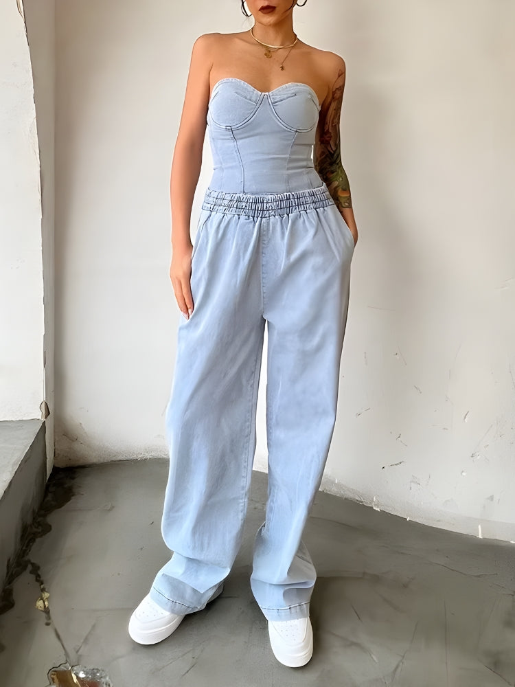 Denim Top & Pants Two Piece Coord