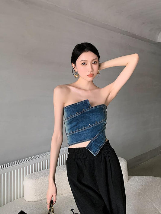 Denim Tube Top Navy