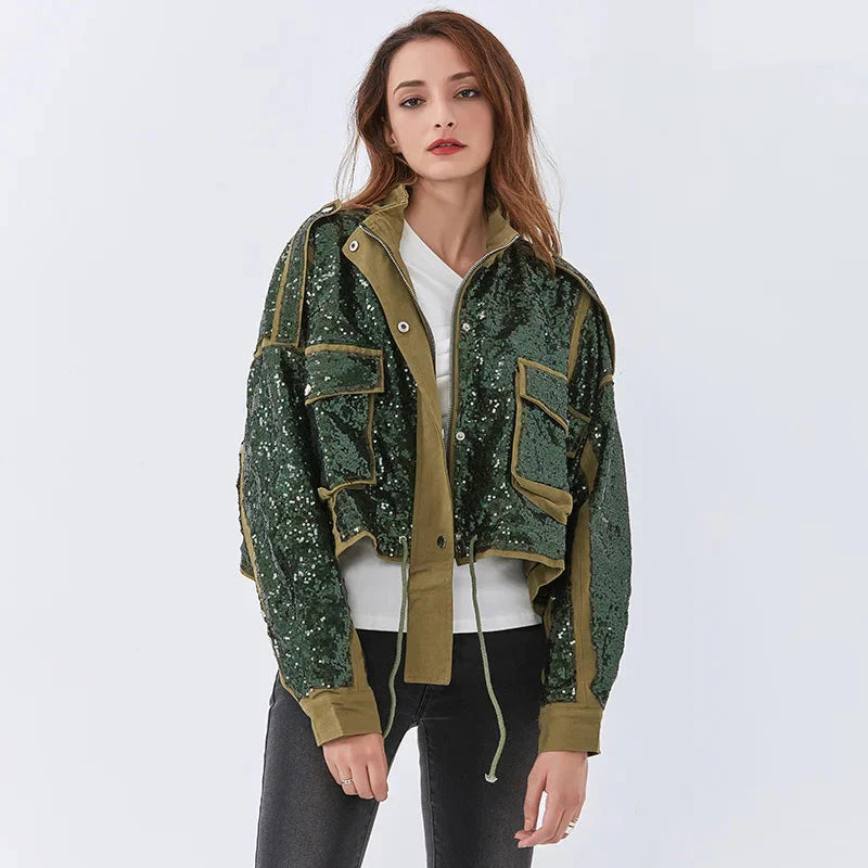 Disco Cowgirl Sequined Green Jacket