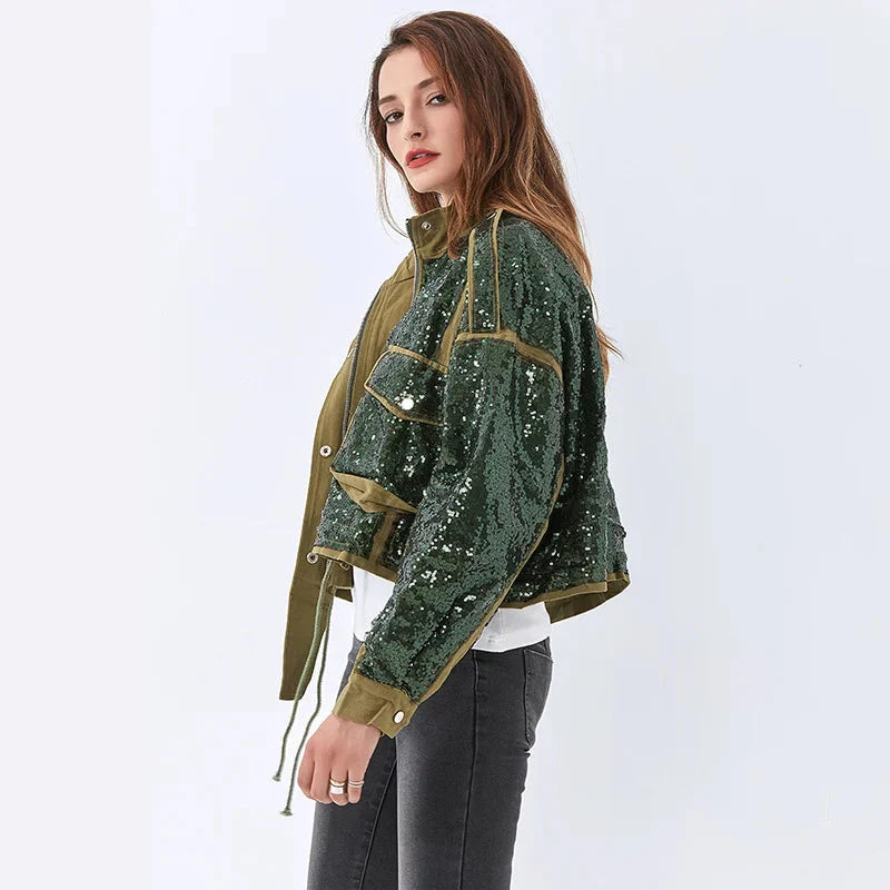 Disco Cowgirl Sequined Green Jacket