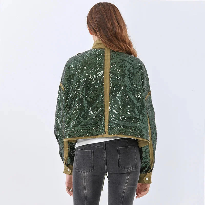 Disco Cowgirl Sequined Green Jacket