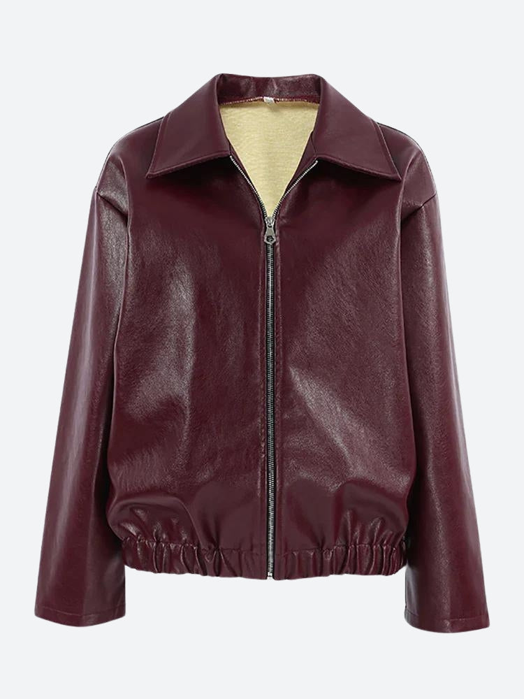 Burgundy Brown Leather Jacket