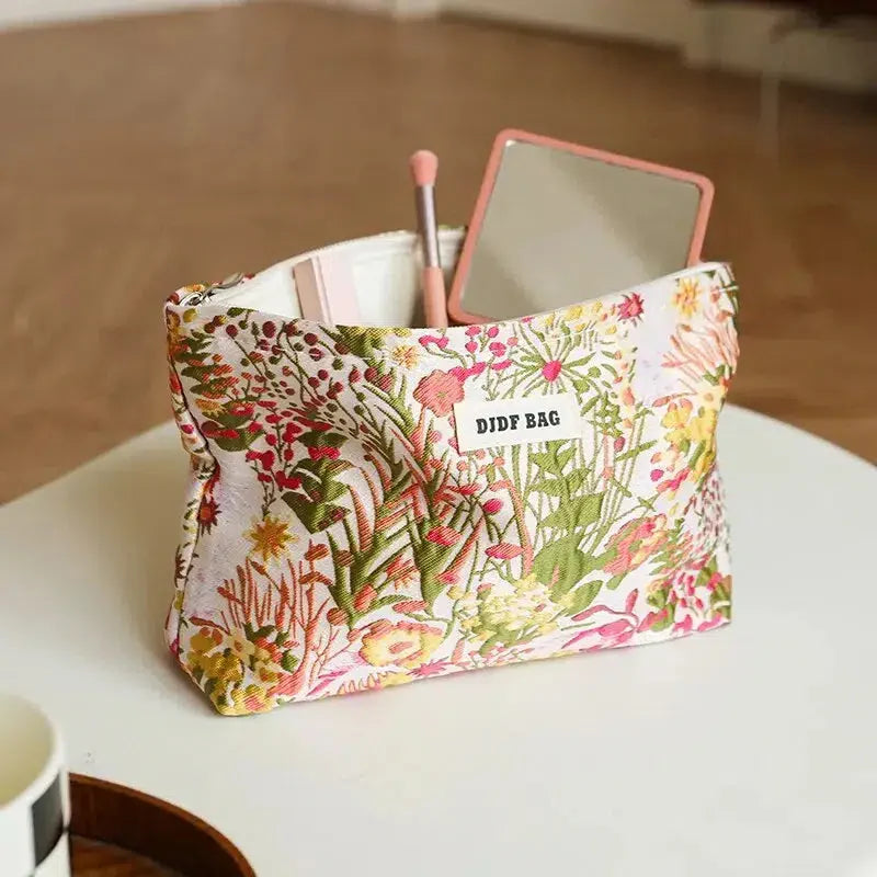 Floral Embroidered Makeup Bag