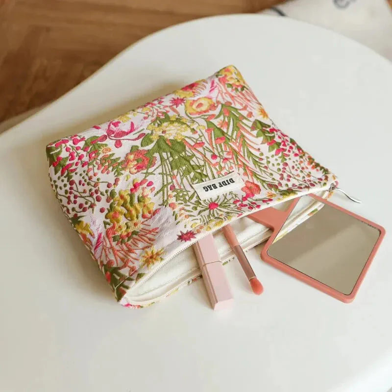 Floral Embroidered Makeup Bag