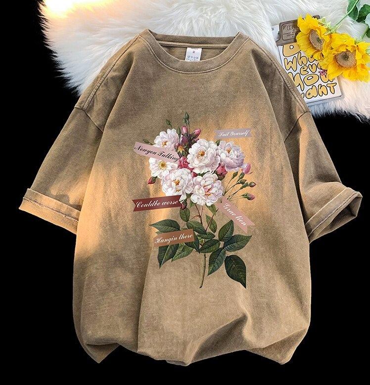 Flowers Tee Brown