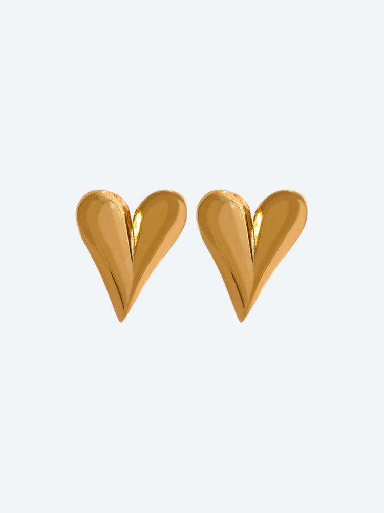 Golden Heart Necklace & Earrings Set Stud Earrings