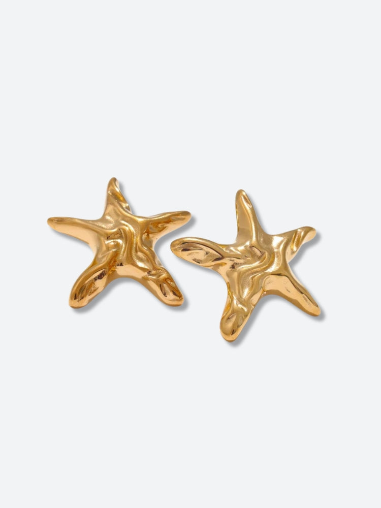 Golden Starfish Necklace & Earrings Set Gold Earrings