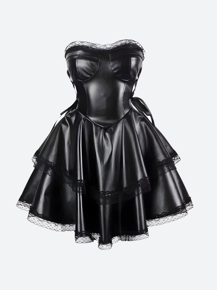 Goth Faux Leather Mini Dress