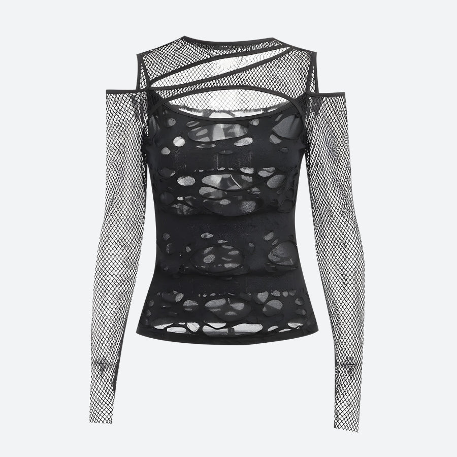 Goth Fishnet Ripped Top