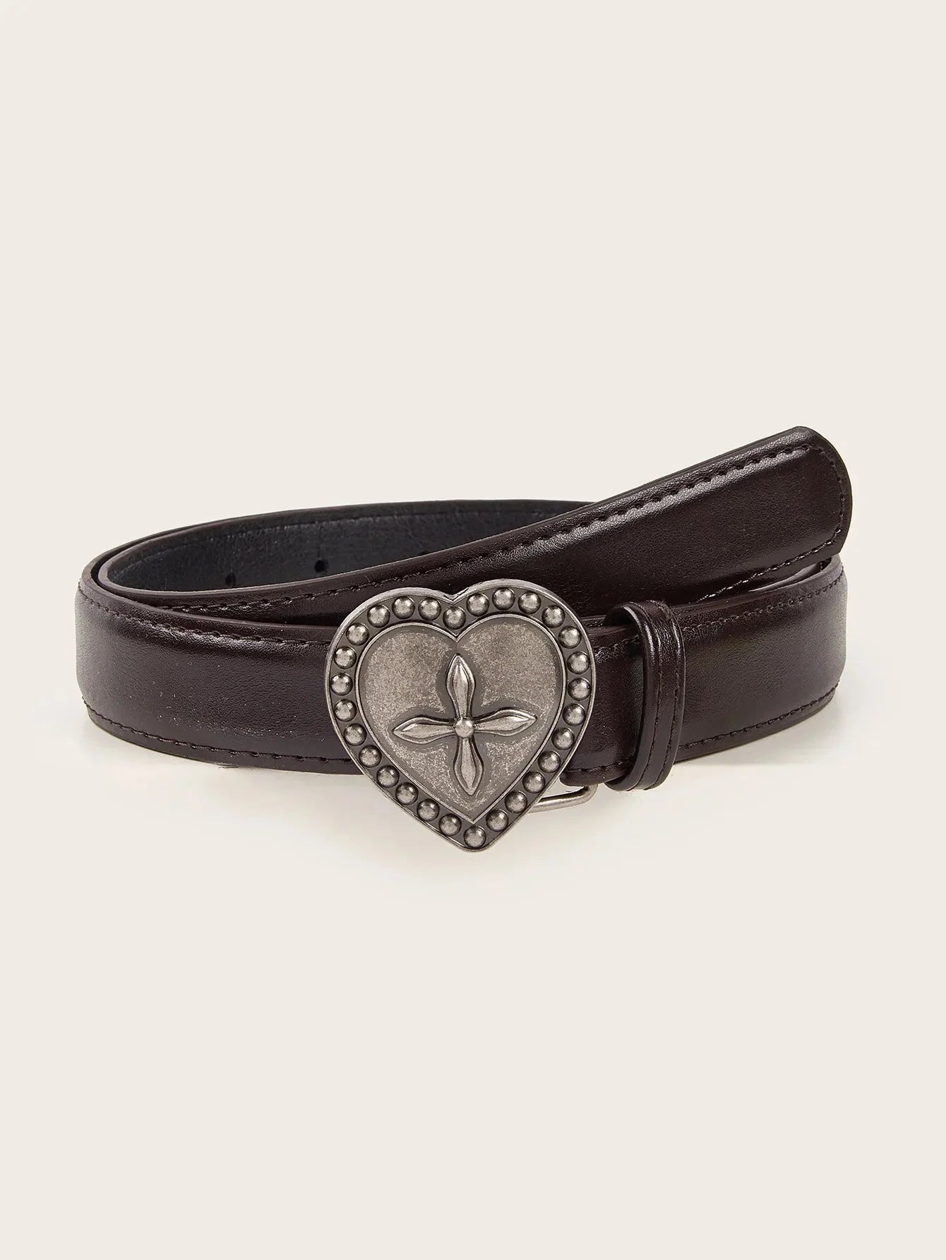 Goth Heart & Cross Belt Brown