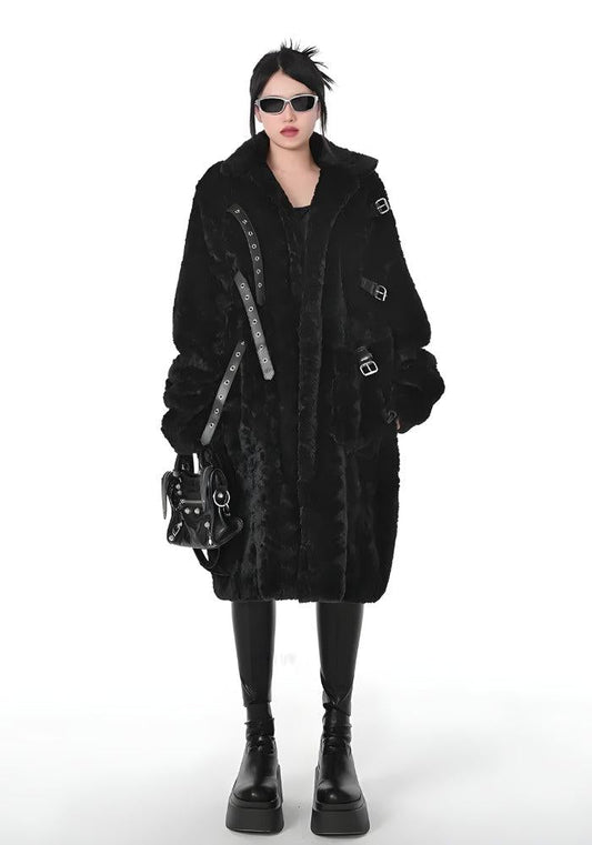 Long Faux Fur Jacket Black