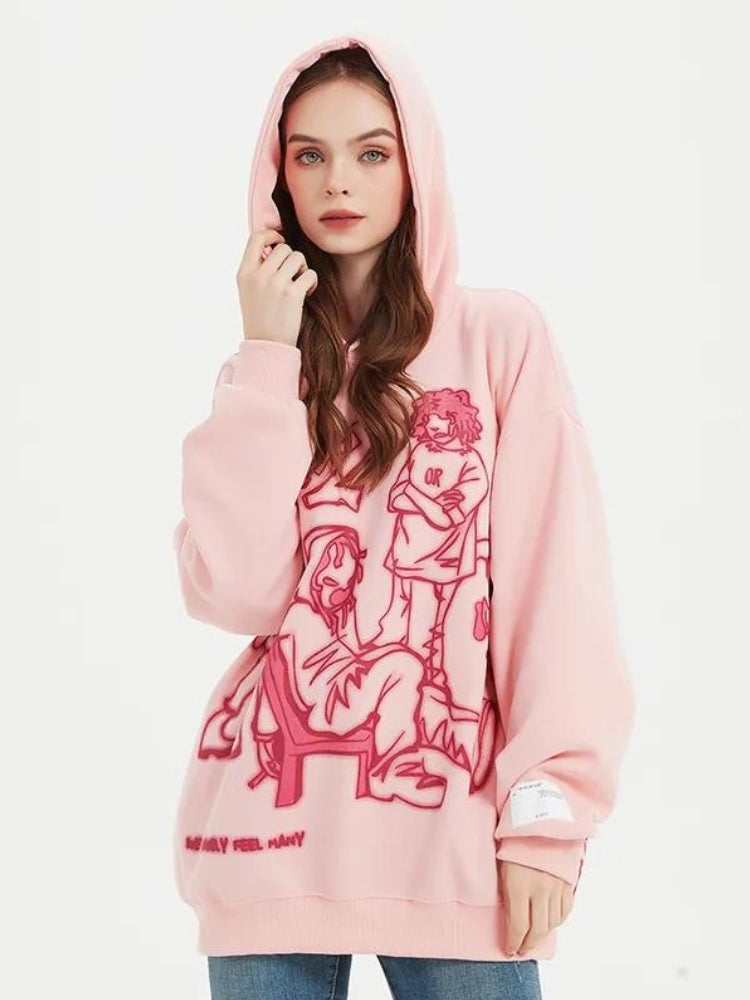 Graphic Printed Hoodie Pink