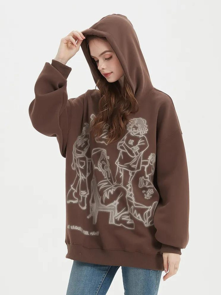 Graphic Printed Hoodie Brown