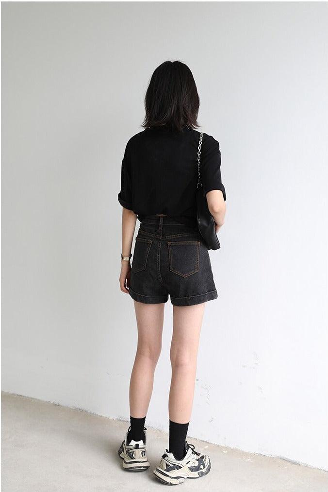 Grunge Black Jean Shorts