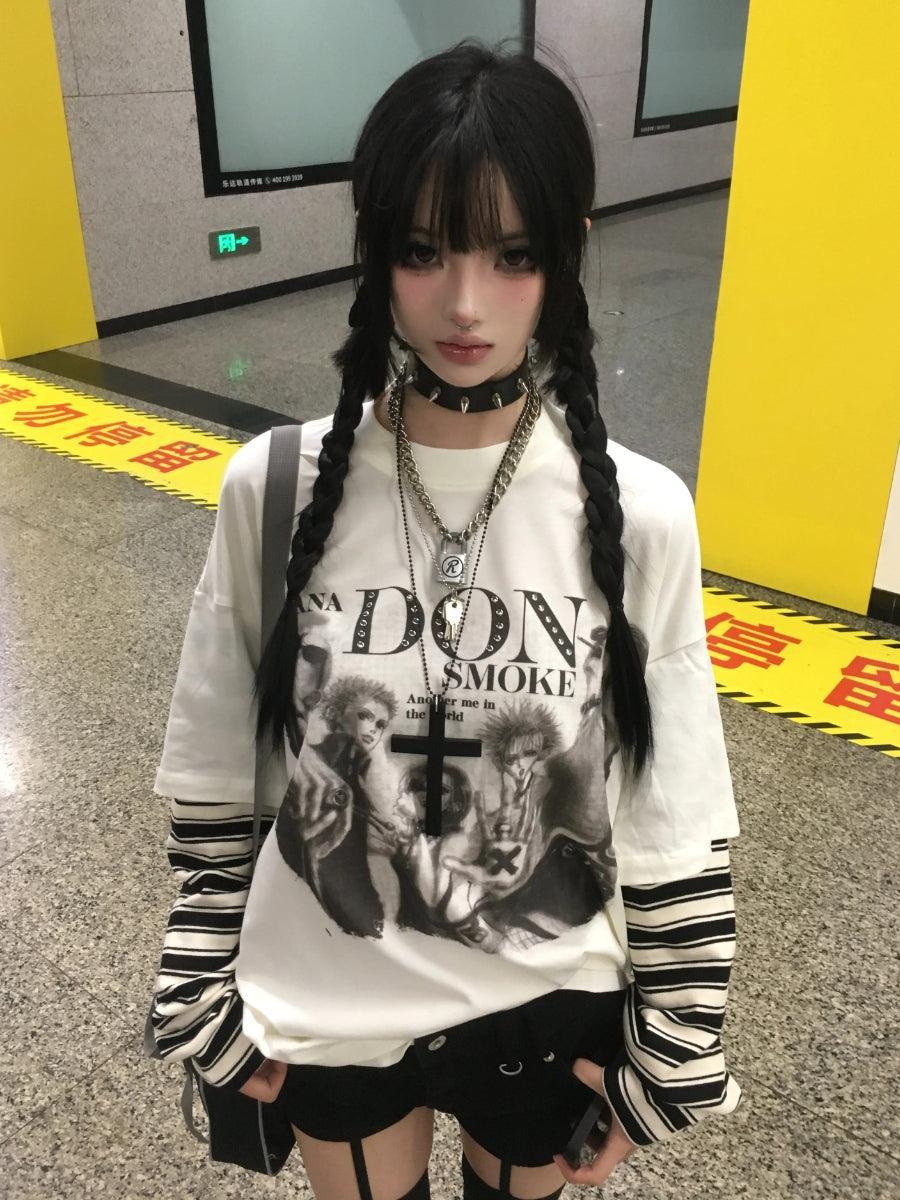 Grunge Don't Smoke Layered Top White