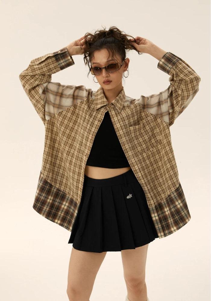 Grunge Multi Pattern Plaid Shirt