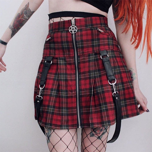 Egirl Punk Rock Plaid Straps Skirt