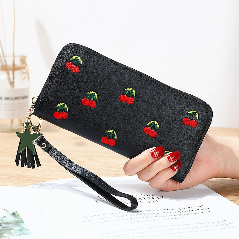 Cherry Embroidery Wallet